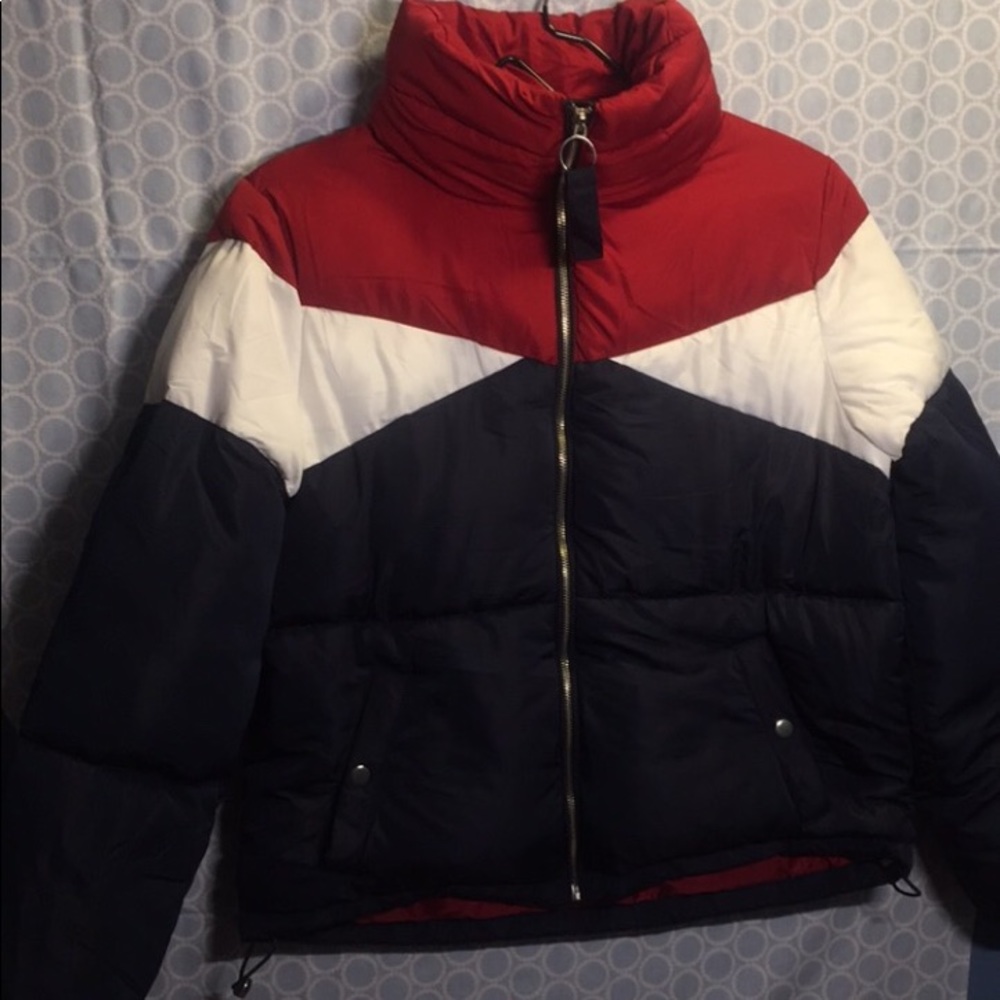 NWT🔴red⚪️white🔵dark blue bubble jacket